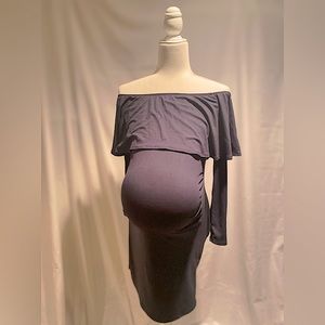 Pink Blush Navy Blue Maternity off the shoulder dress. New with tags